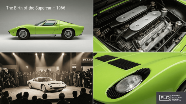 1966 Lamborghini Miura showcasing its mid-engine design and iconic styling.