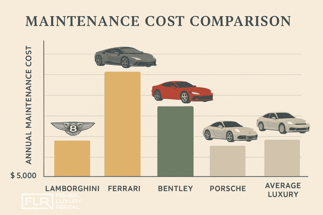 Bar graph comparing annual maintenance costs of major luxury car brands.