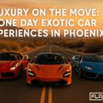 Three exotic supercars driving through the Arizona desert near Phoenix during sunset.