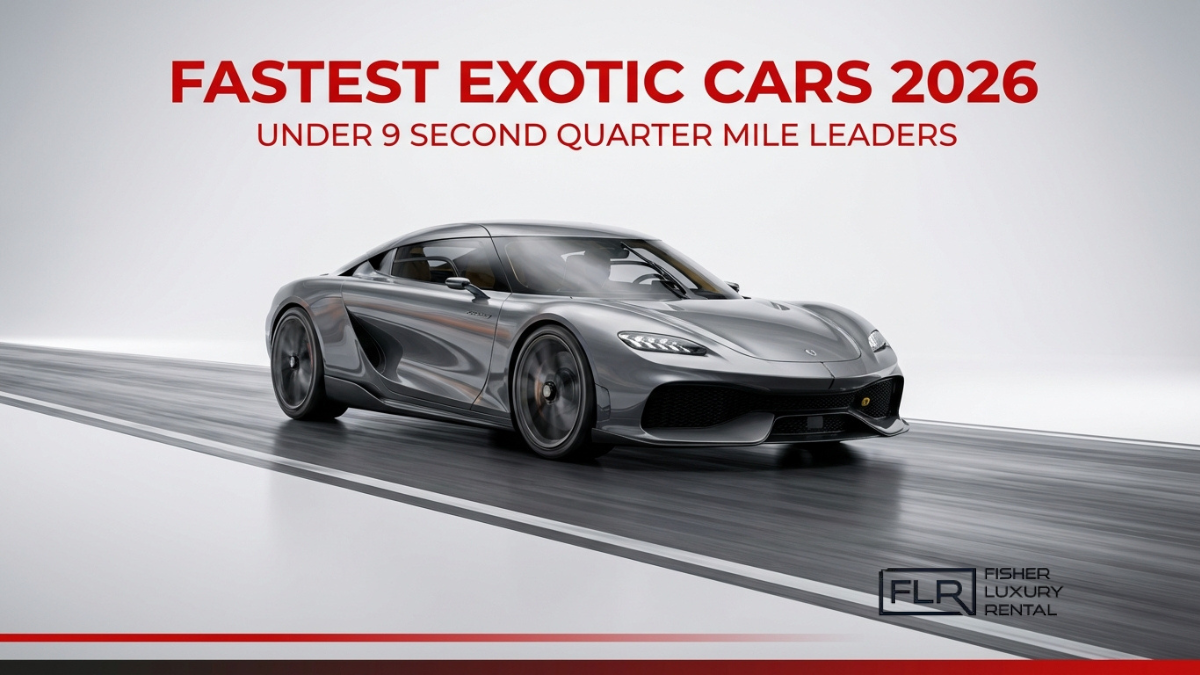 High performance hypercar speeding on track representing fastest exotic cars of 2026 under 9 second quarter mile