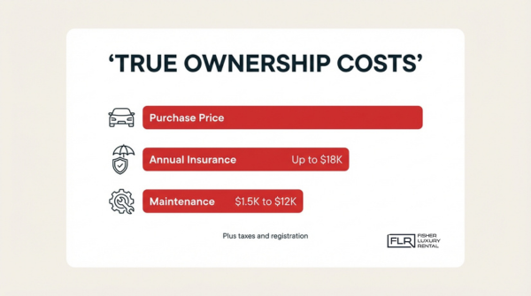 Hypercar ownership costs breakdown showing purchase price, annual insurance up to 18k, and maintenance expenses for luxury exotic cars