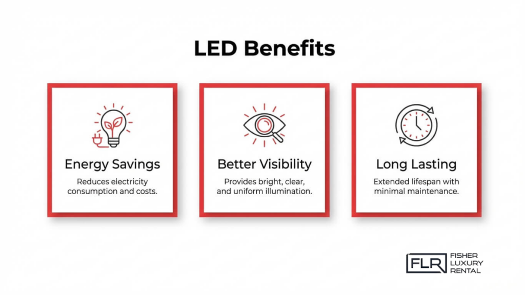 Key benefits of LED headlights including energy savings, enhanced visibility, and extended lifespan for modern vehicles