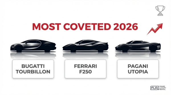 Most coveted hypercars 2026 showcasing Bugatti Tourbillon, Ferrari F250, and Pagani Utopia as top luxury collector and performance vehicles