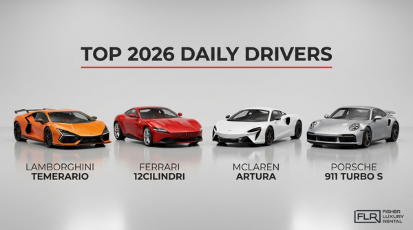 Best daily driver supercars 2026 featuring Lamborghini Temerario, Ferrari 12Cilindri, McLaren Artura, and Porsche 911 Turbo S