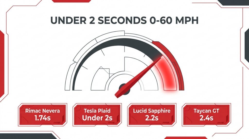 Infographic of showing the electric car acceleration records.
