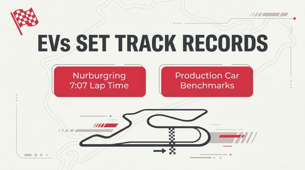 Infographic of showing the performance records of electric cars track