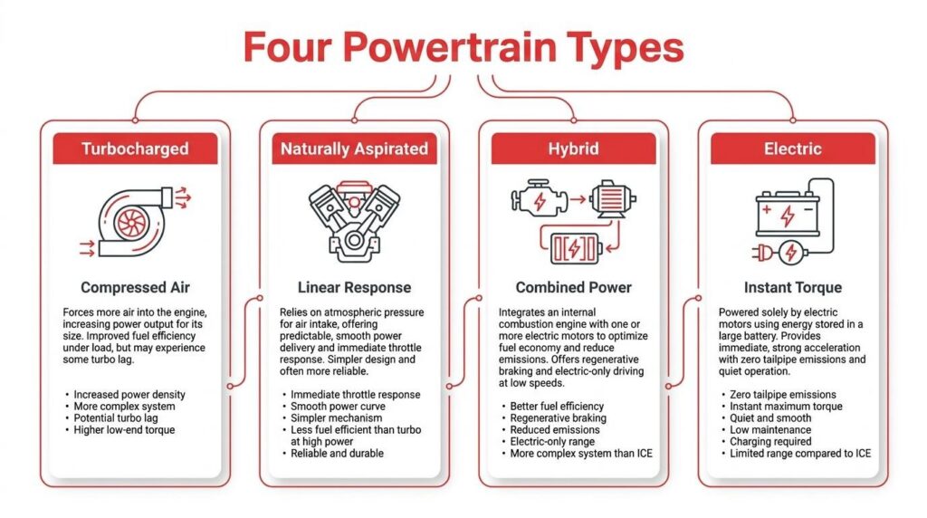 Infographic of showing the four powertrain types.