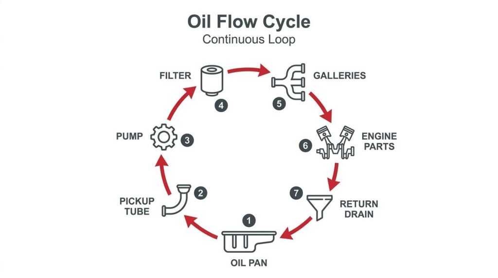 Inforgraphic of oil flow cycle