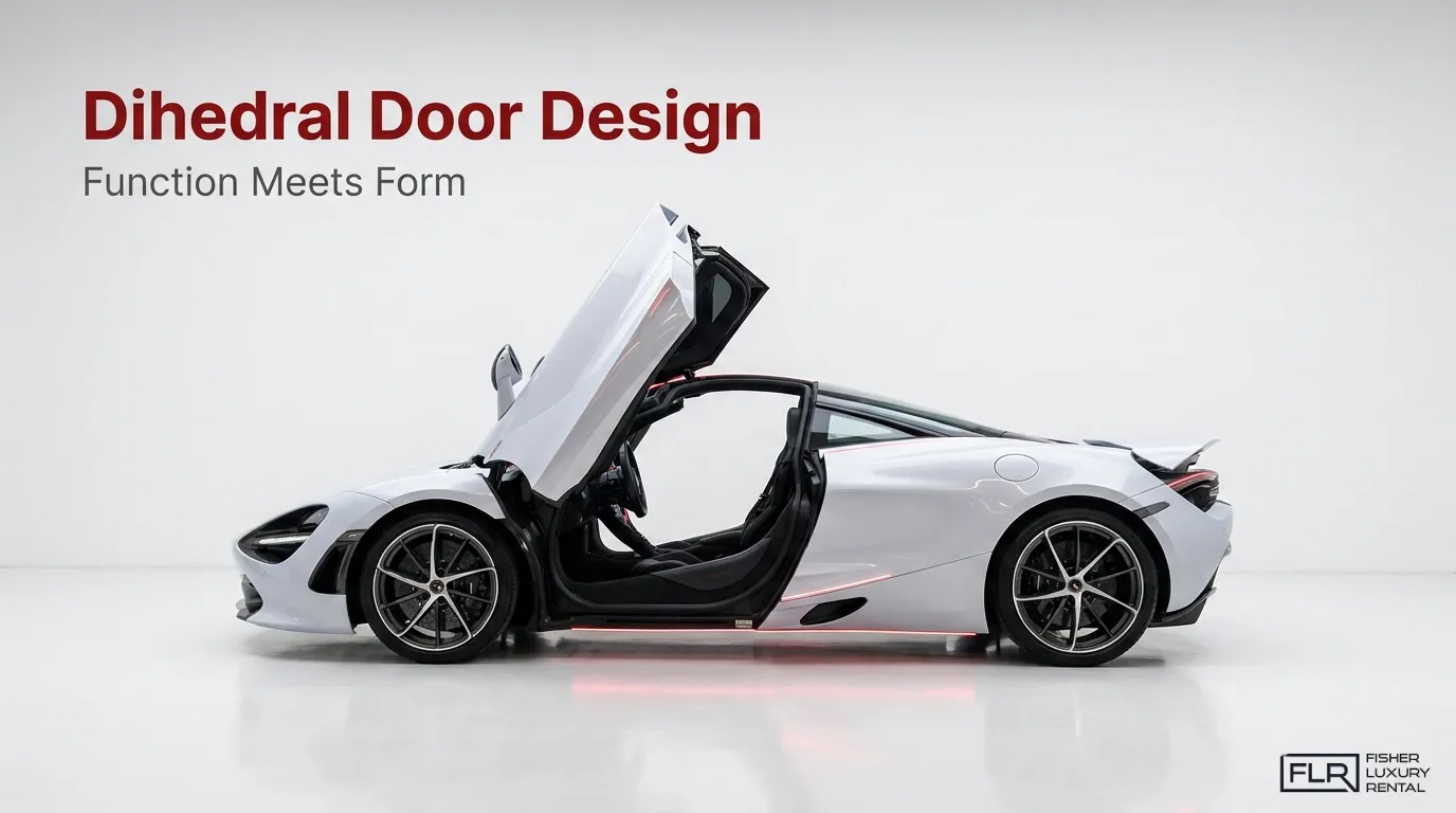 McLaren 720S dihedral door design image highlighting the upward-opening door and aerodynamic supercar side profile.