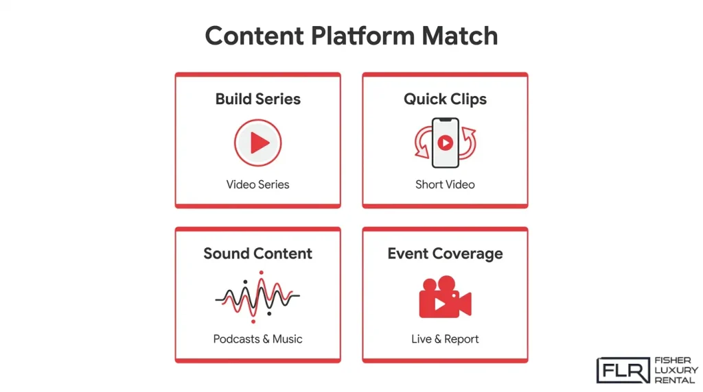 Car content platform guide for videos, podcasts, clips, and event coverage