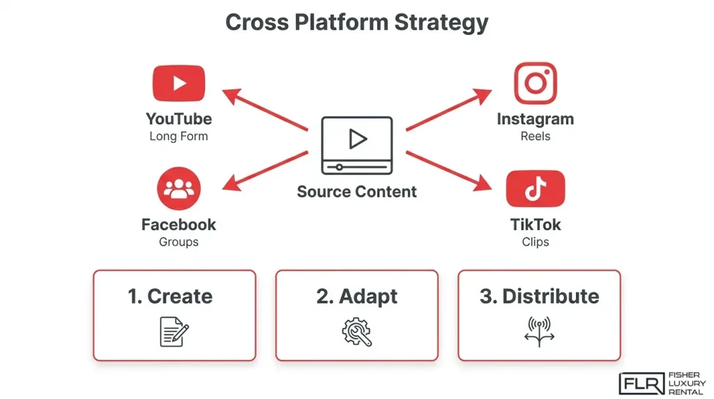 Cross-platform car content strategy for YouTube, Instagram, Facebook, and TikTok