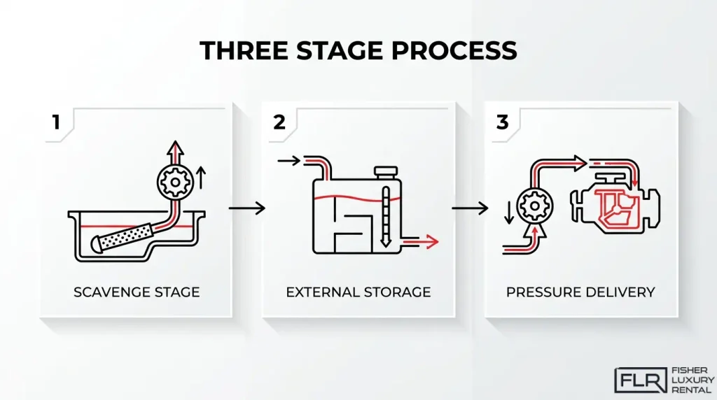 Three-stage dry sump lubrication process