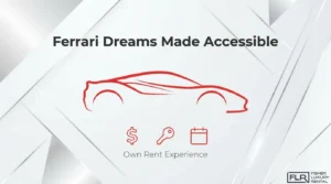 Ferrari affordability infographic comparing options to own, rent, or experience a Ferrari.