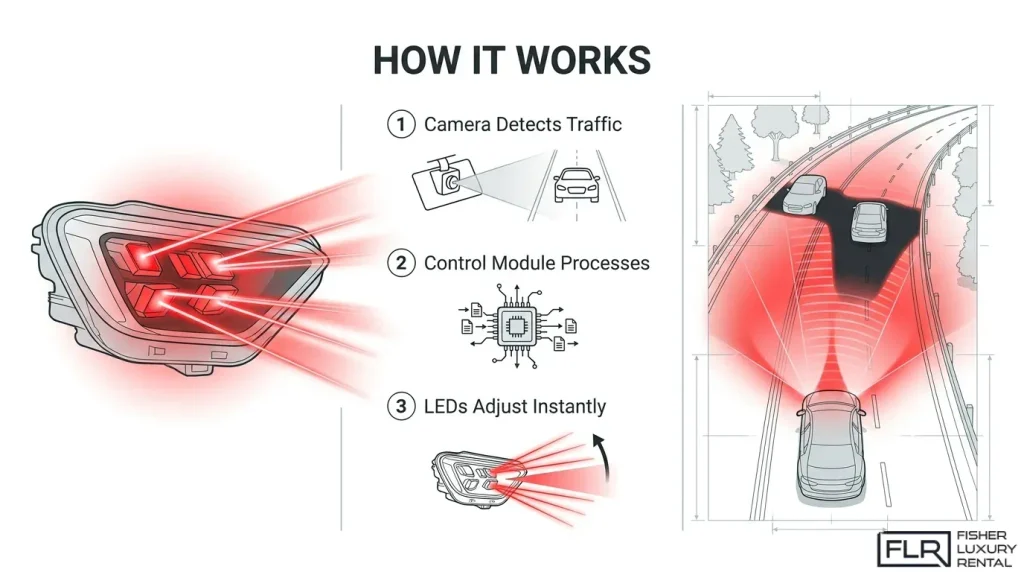 How Matrix LED headlights detect traffic and adjust light beams