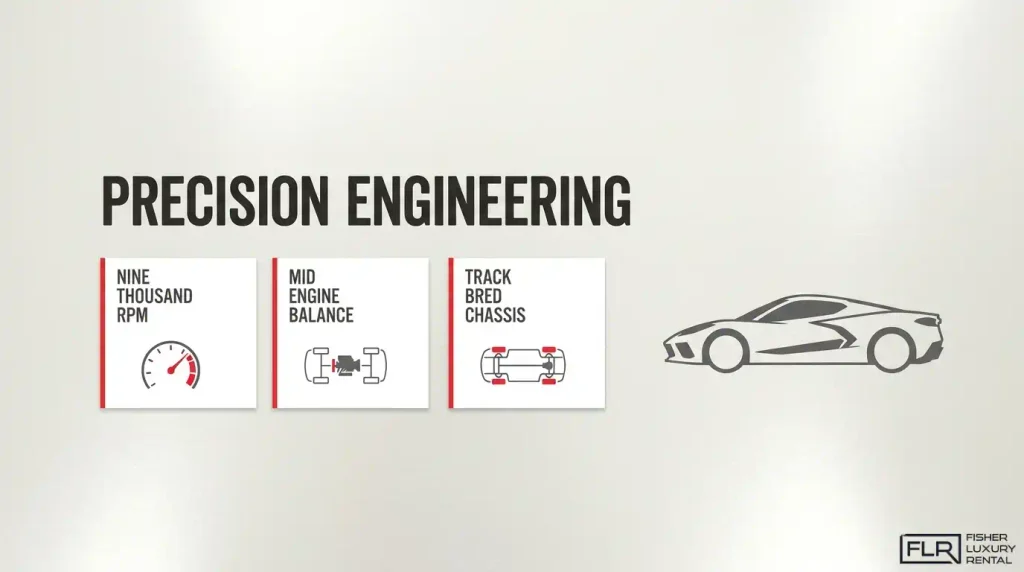 Track car precision engineering with high RPM, mid-engine balance, and track-bred chassis