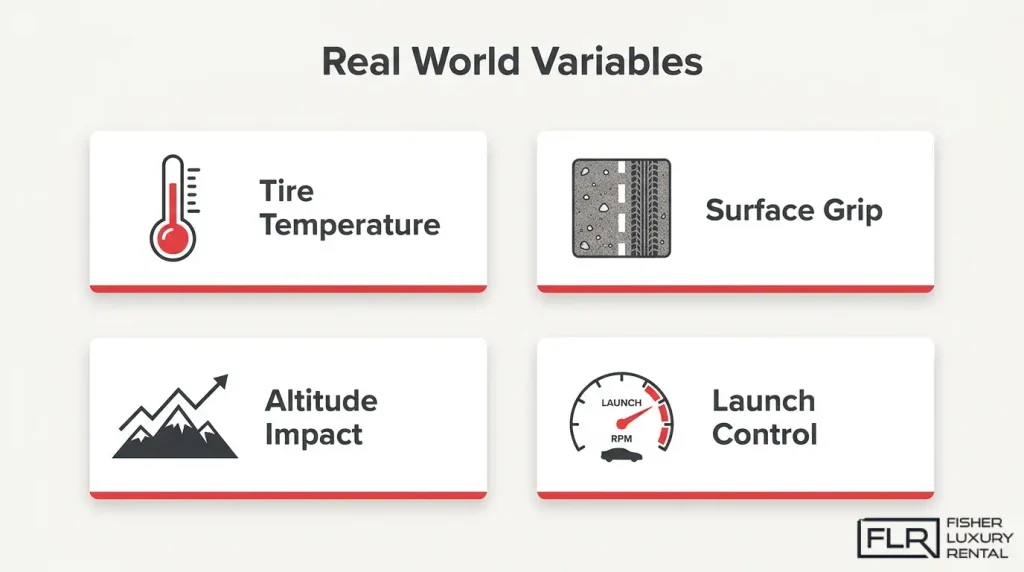 Real-world factors affecting Porsche GT3 acceleration performance
