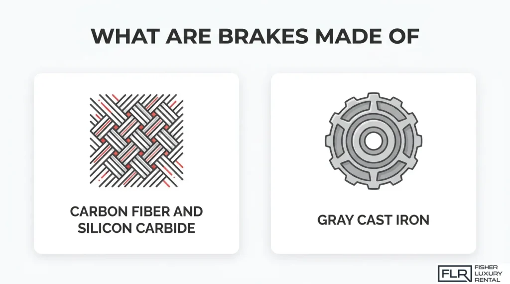 Comparison of carbon ceramic brake materials with gray cast iron steel brake construction