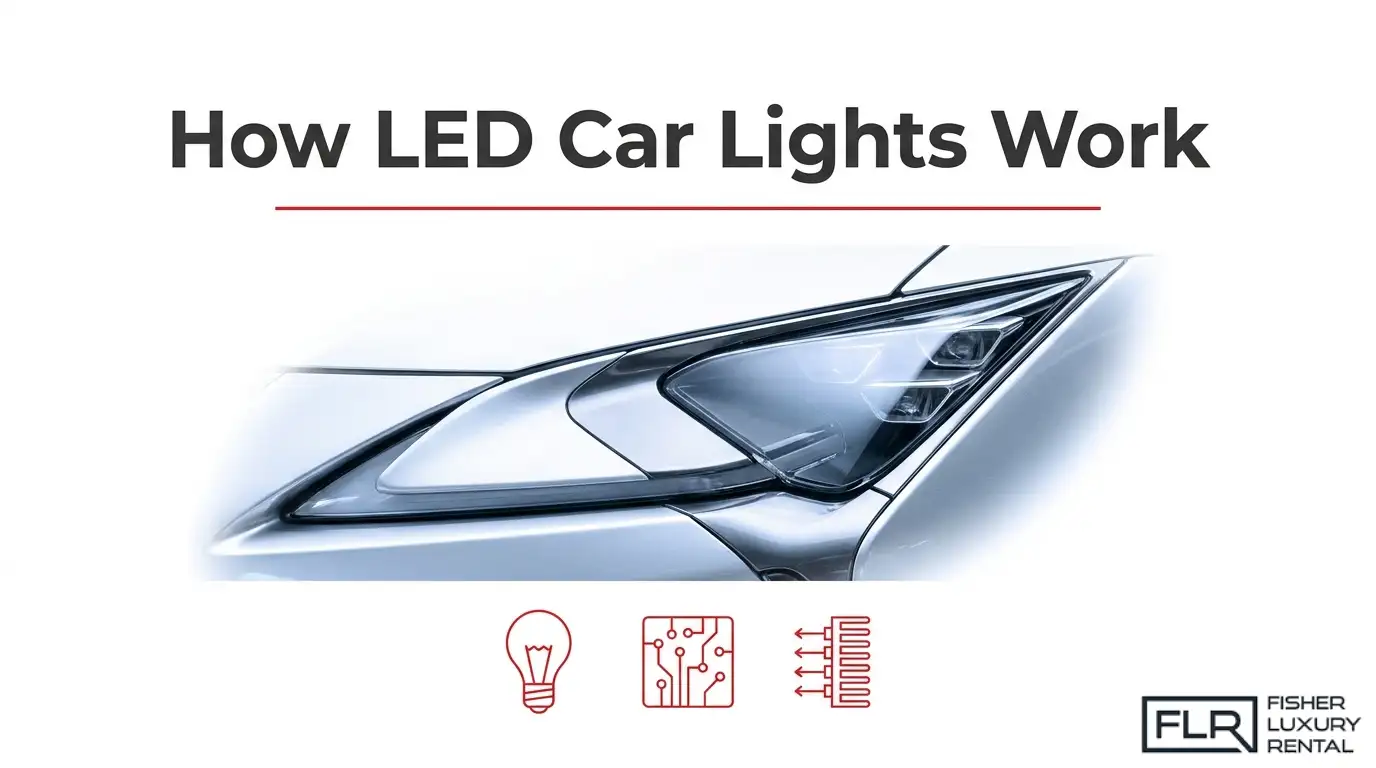 How LED car lights work with automotive headlight technology, LED chips, circuits, and heat management systems