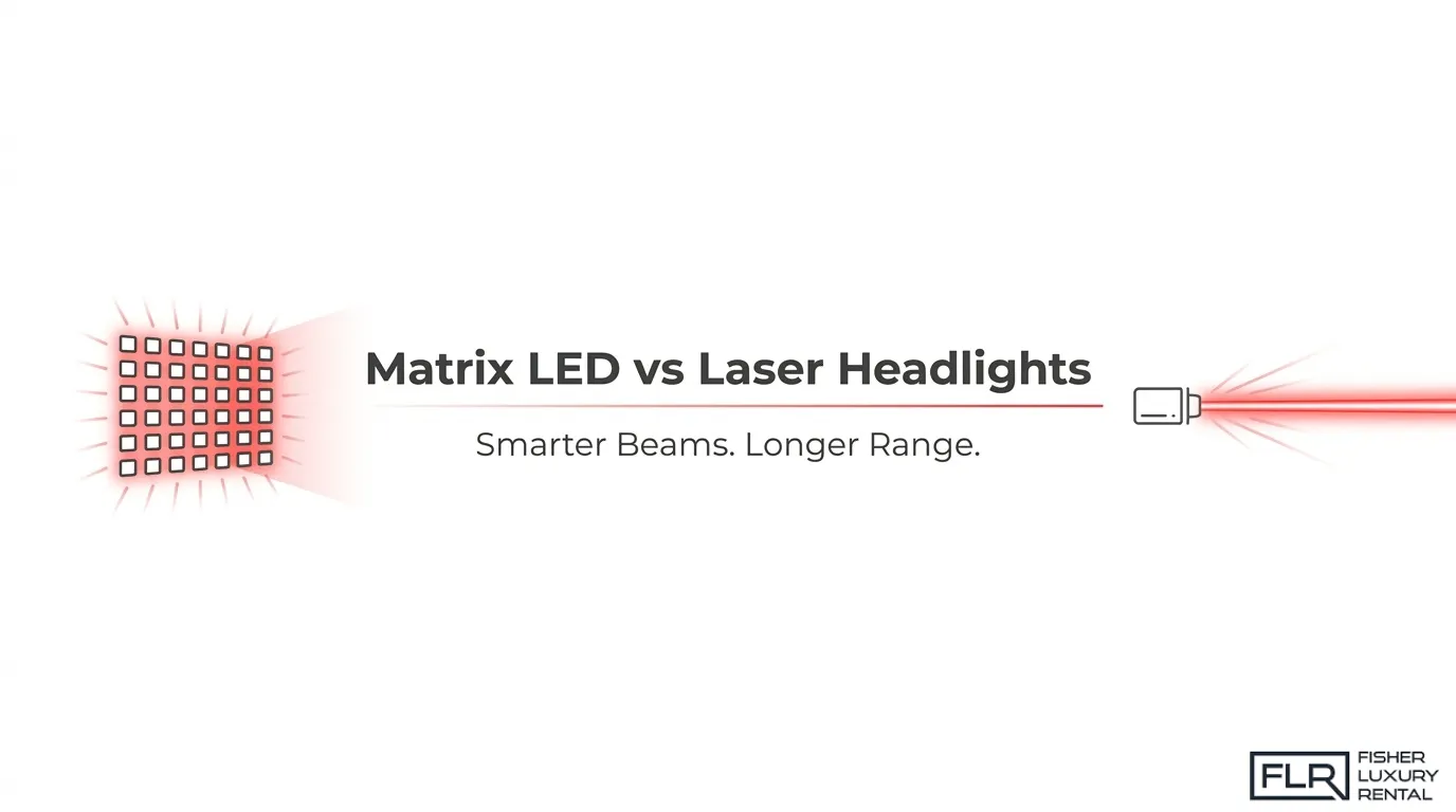 Matrix LED vs laser headlights comparison showing smarter beam control and longer lighting range