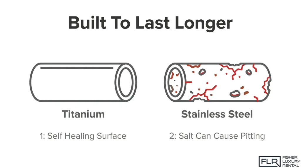 Titanium vs stainless steel exhaust durability comparison showing corrosion resistance and long-term performance