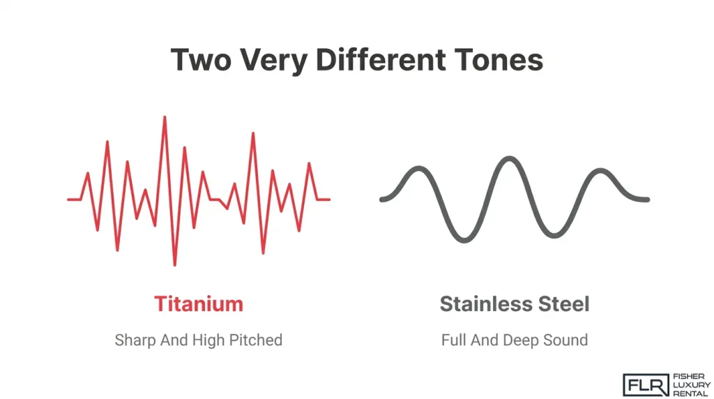 Titanium and stainless steel exhaust sound comparison showing different exhaust tones and acoustic characteristics
