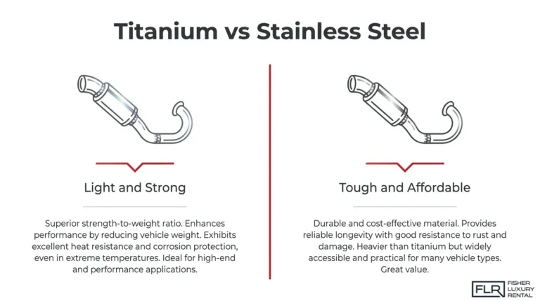 Titanium vs stainless steel exhaust comparison showing lightweight performance and durable exhaust material differences