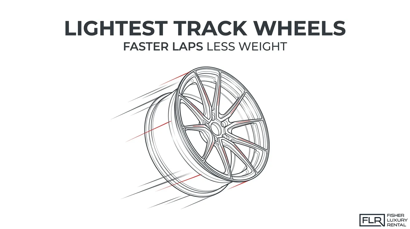 Lightweight track wheel illustration featuring a multi-spoke performance alloy rim designed to reduce wheel weight and improve sports car handling and lap times.